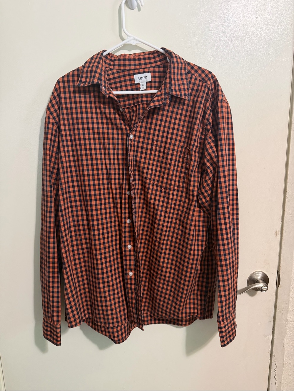 Sonoma Orange and Black Gingham Button-Down Shirt - Men